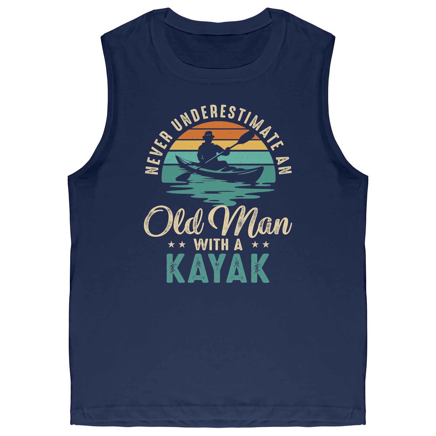 Never Underestimate An Old Man With A Kayak - Vintage Retro Kayak Tank Top