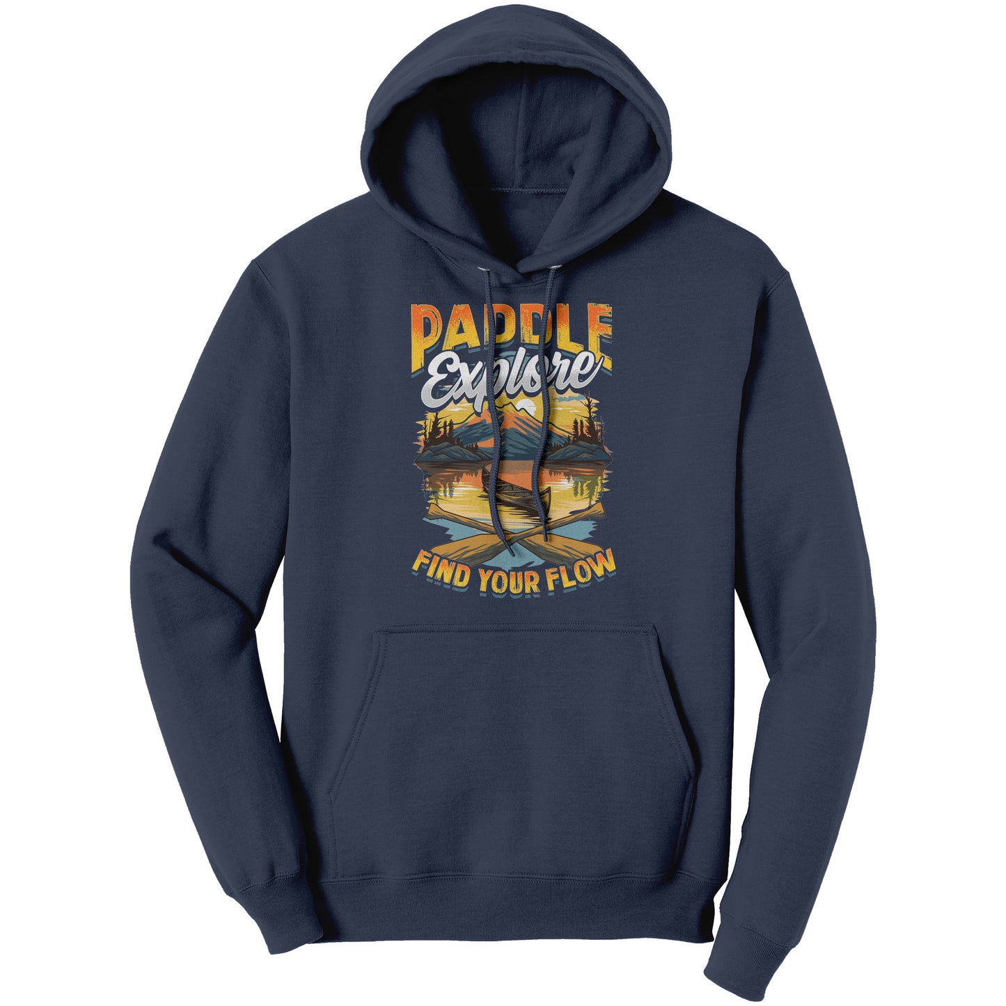 Paddle Explore Find Your Flow - Canoeing Paddling Sunset Mountain Graphics T-Shirt