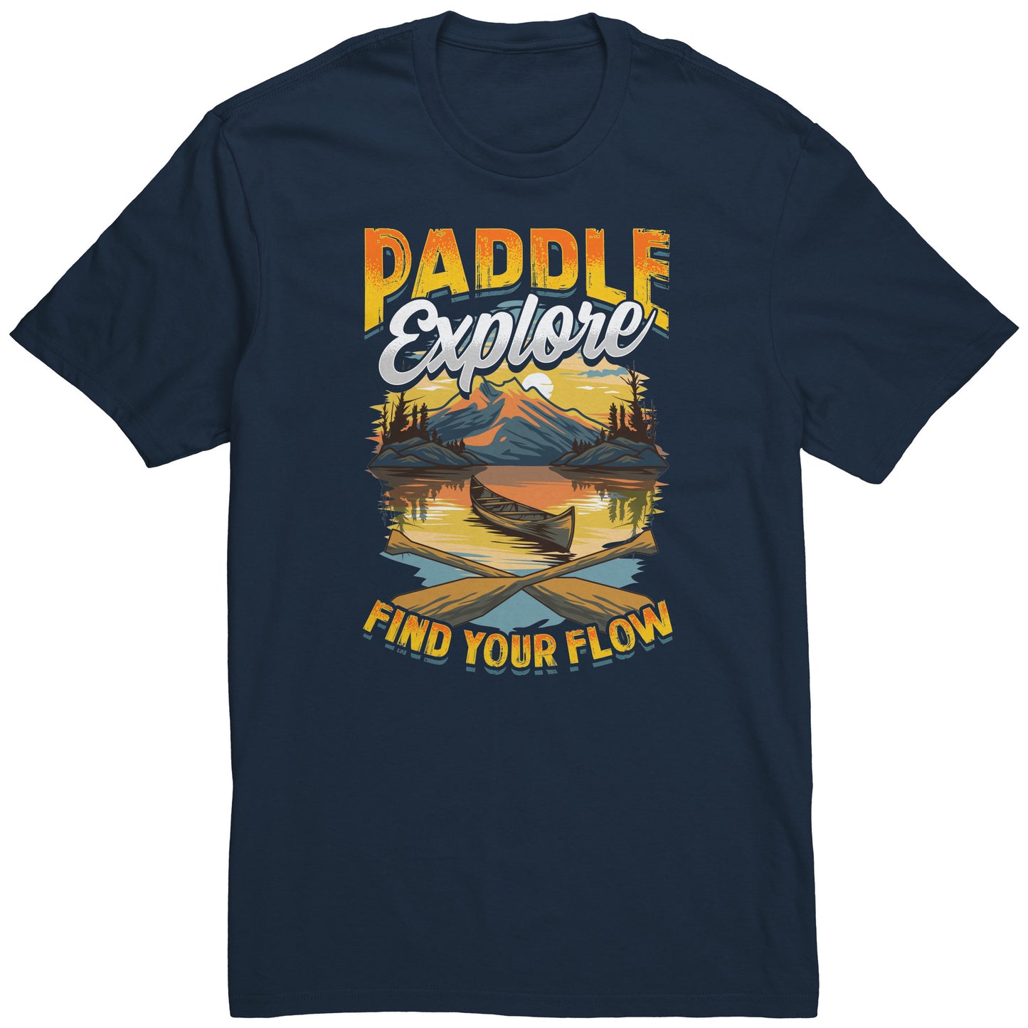 Canoeing Paddling Sunset Mountain Graphics T-Shirt