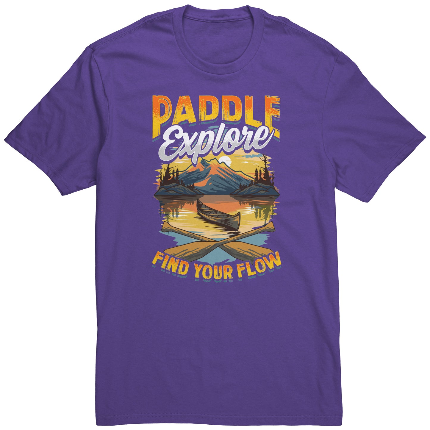 Canoeing Paddling Sunset Mountain Graphics T-Shirt