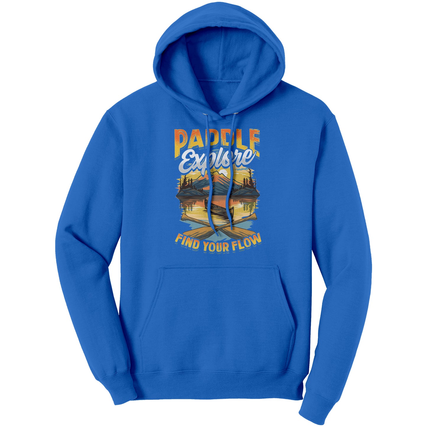 Paddle Explore Find Your Flow - Canoeing Paddling Sunset Mountain Graphics T-Shirt