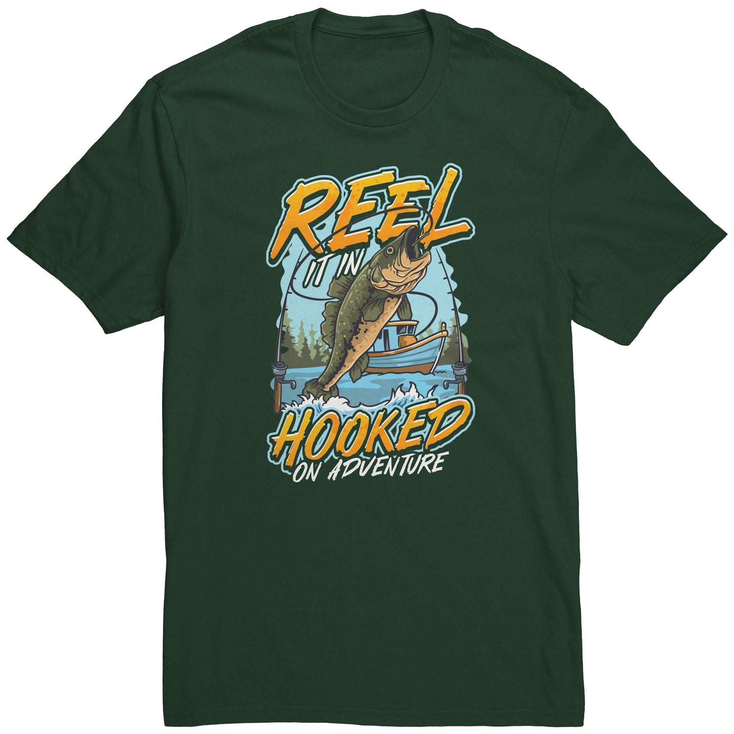 Reel It In Hooked On Adventure - Cool Bass Fishing Graphic Clothing T-Shirt