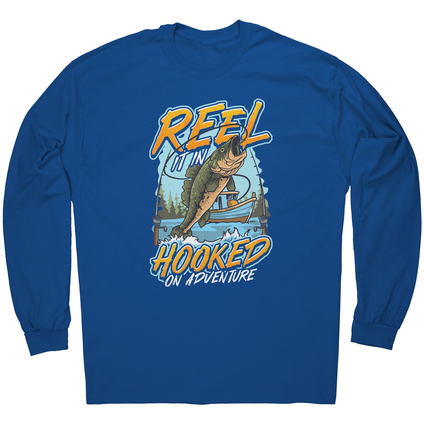 Reel It In Hooked On Adventure - Cool Bass Fishing Graphic Clothing T-Shirt