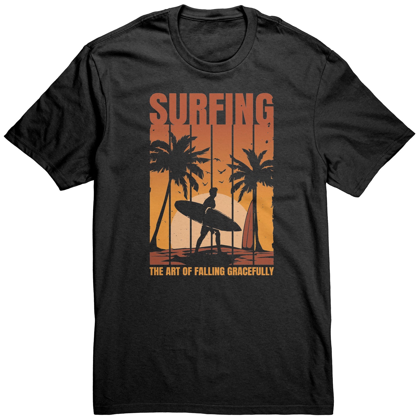 Surfing The Art Of Falling Gracefully - Funny Vintage Sunset Surfing Surfer T-Shirt