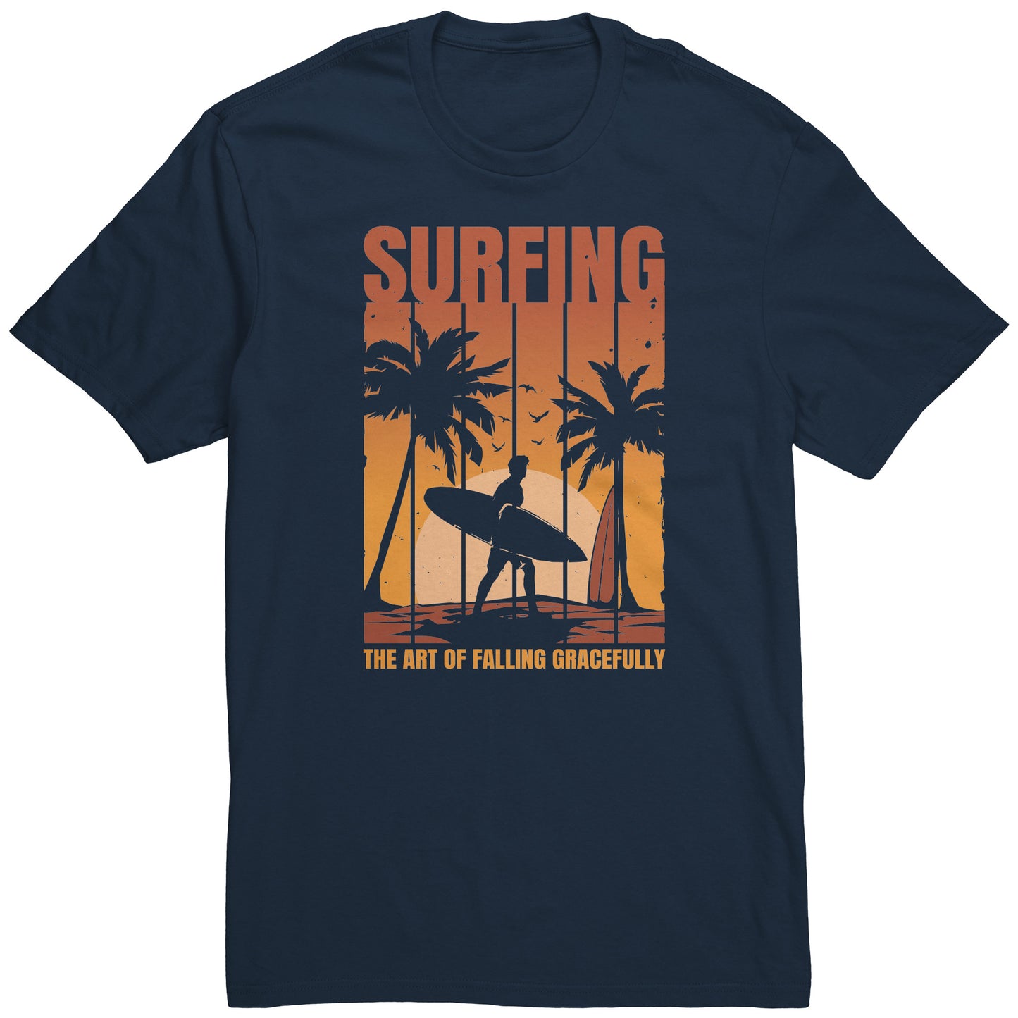 Surfing The Art Of Falling Gracefully - Funny Vintage Sunset Surfing Surfer T-Shirt