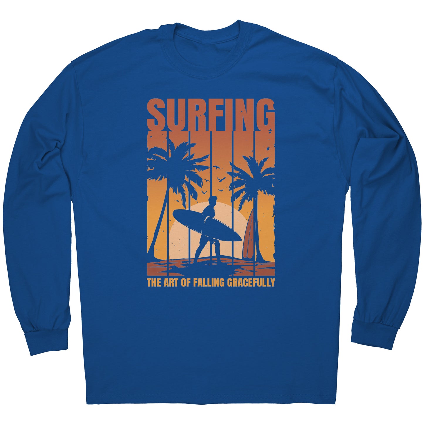 Surfing The Art Of Falling Gracefully - Funny Vintage Sunset Surfing Surfer T-Shirt