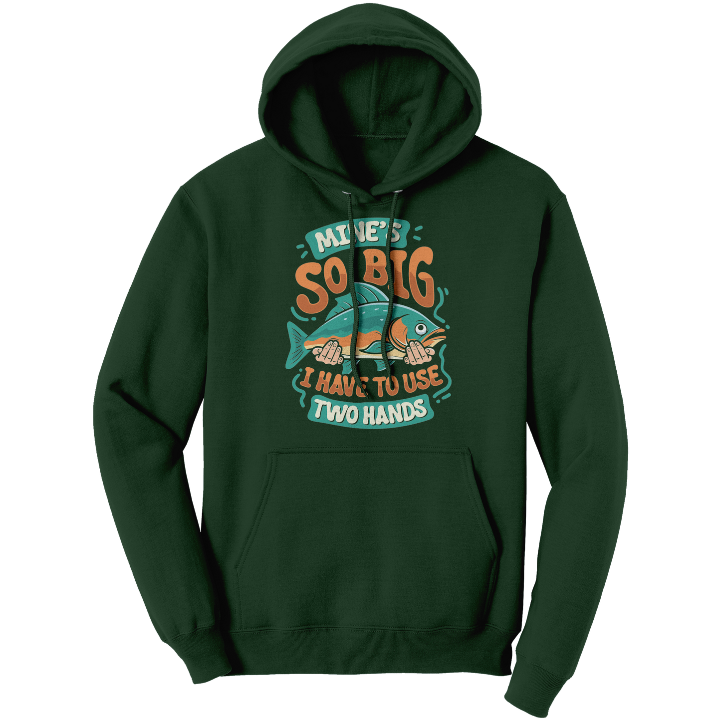 Mine's So Big I Use Two Hands - Funny Bass Fishing Fish Apparel T-Shirt