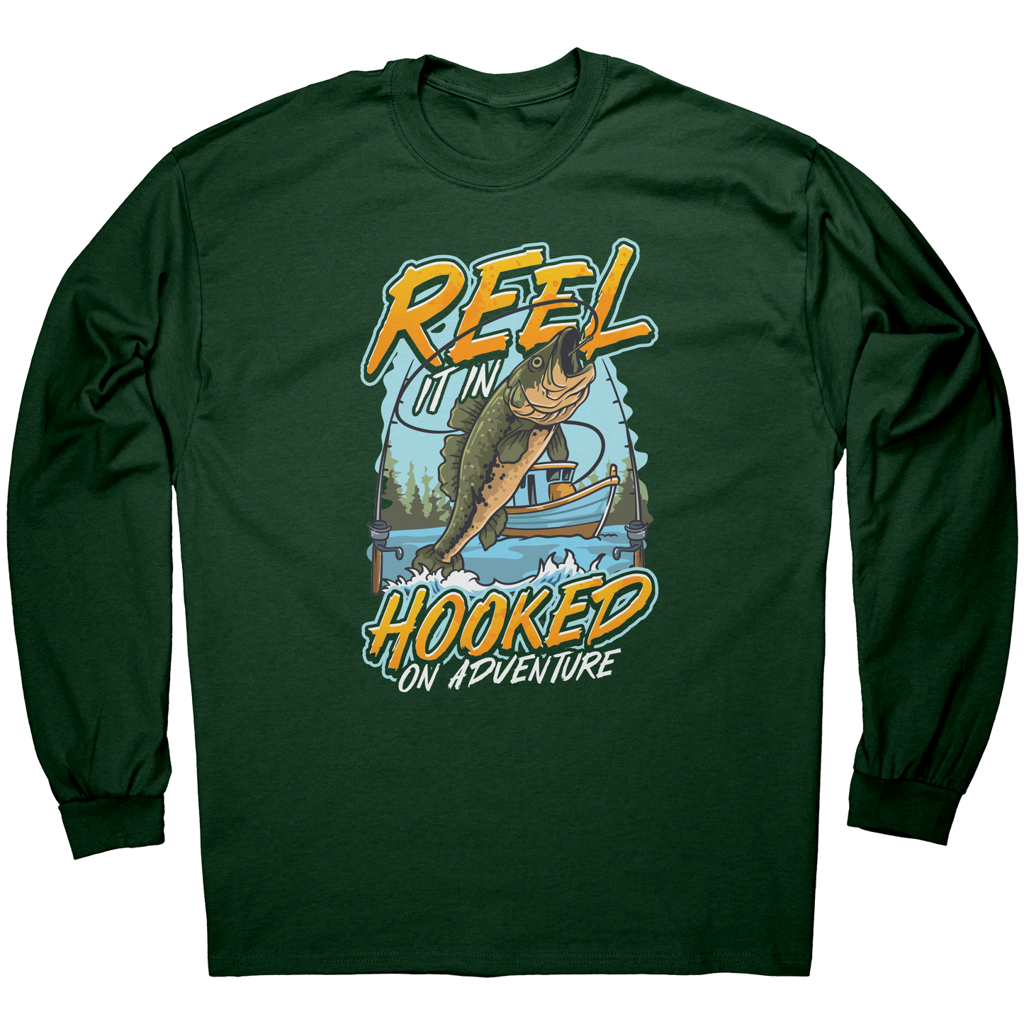 Reel It In Hooked On Adventure - Cool Bass Fishing Graphic Clothing T-Shirt