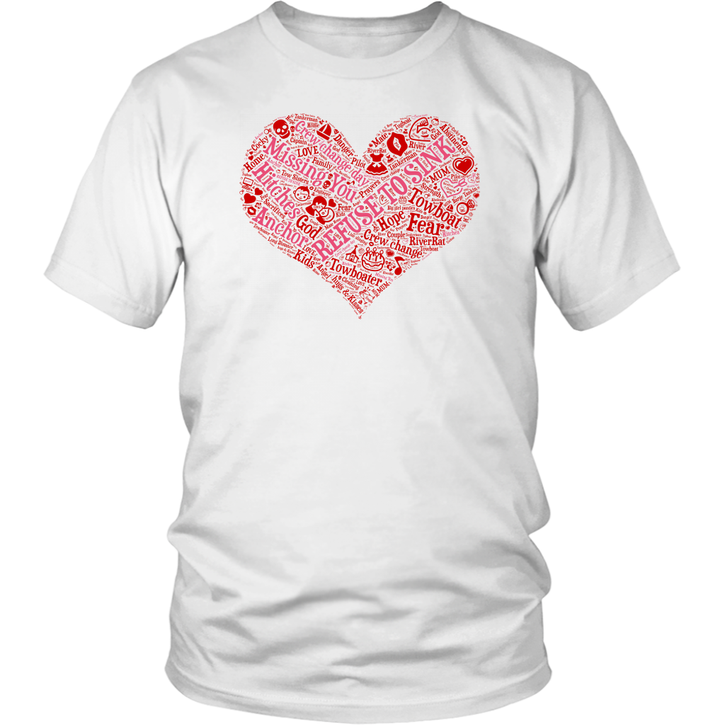 Story of A Towboat Spouse In One Heart Red Design T-Shirt