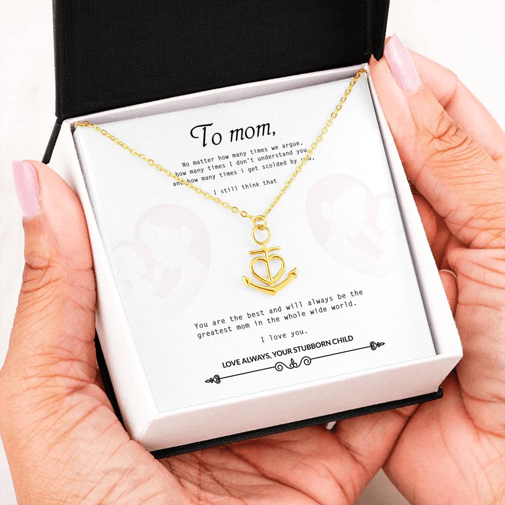 To My Beautiful Greatest Mom Anchor Heart River Life Necklace