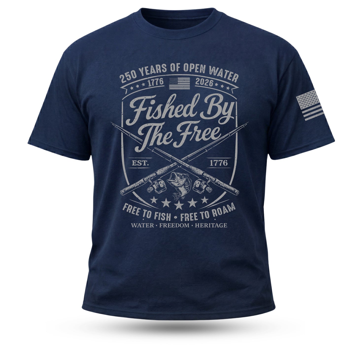 Fished By The Free T-Shirt | 250 Years Open Water | Patriotic Fishing Tee