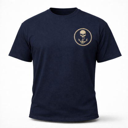 Forged on the River Built to Last - Towboat Skull Patriotic Tee - River Worker July 4th T-Shirt