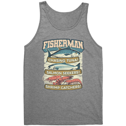 Chasing Tuna, Salmon Seekers, Shrimp Catchers - Fisherman Trout Tank Top