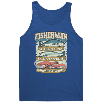 Chasing Tuna, Salmon Seekers, Shrimp Catchers - Fisherman Trout Tank Top