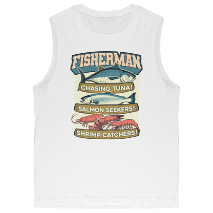 Chasing Tuna, Salmon Seekers, Shrimp Catchers - Fisherman Trout Tank Top