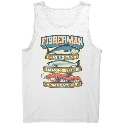 Chasing Tuna, Salmon Seekers, Shrimp Catchers - Fisherman Trout Tank Top