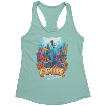 Explore Dive Deep Uncover Secrets - Scuba Diving Diver Dive Tank Top