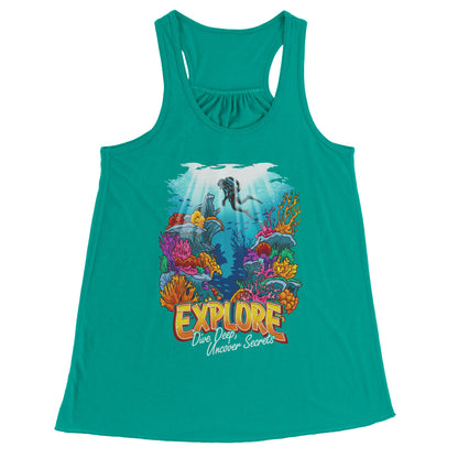 Explore Dive Deep Uncover Secrets - Scuba Diving Diver Dive Tank Top