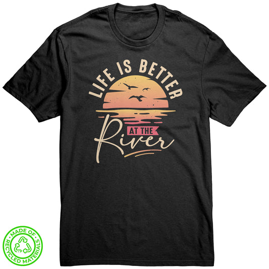 Life Is Better At The River T-Shirt – Retro Vintage Sunset Design