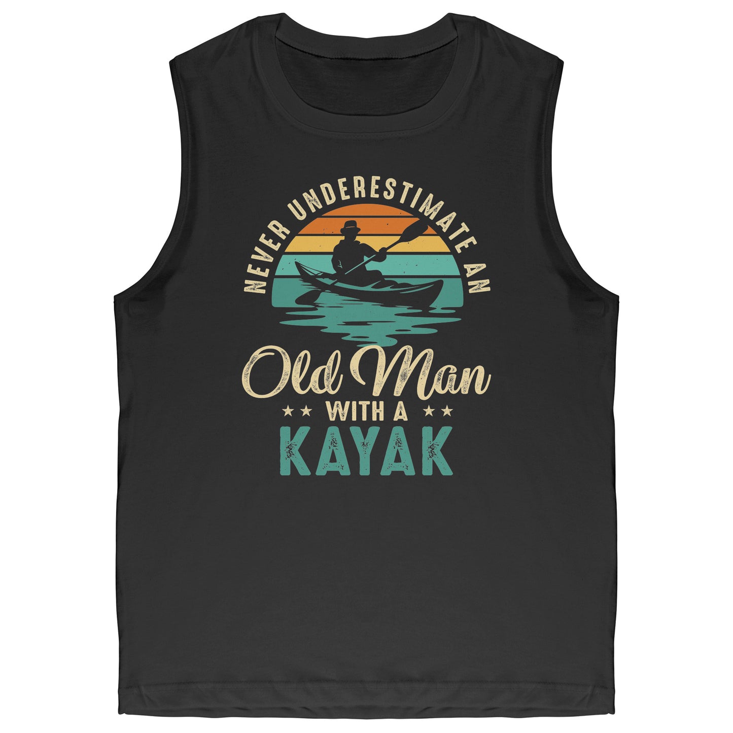 Never Underestimate An Old Man With A Kayak - Vintage Retro Kayak Tank Top