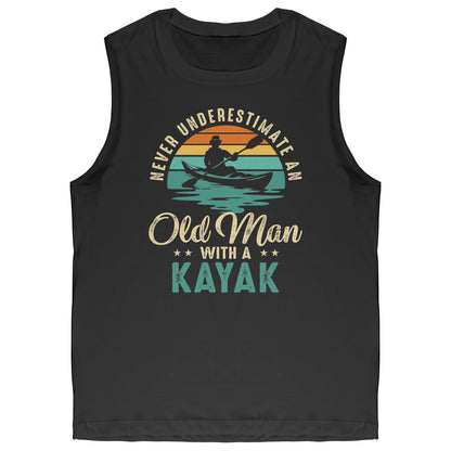 Never Underestimate An Old Man With A Kayak - Vintage Retro Kayak Tank Top