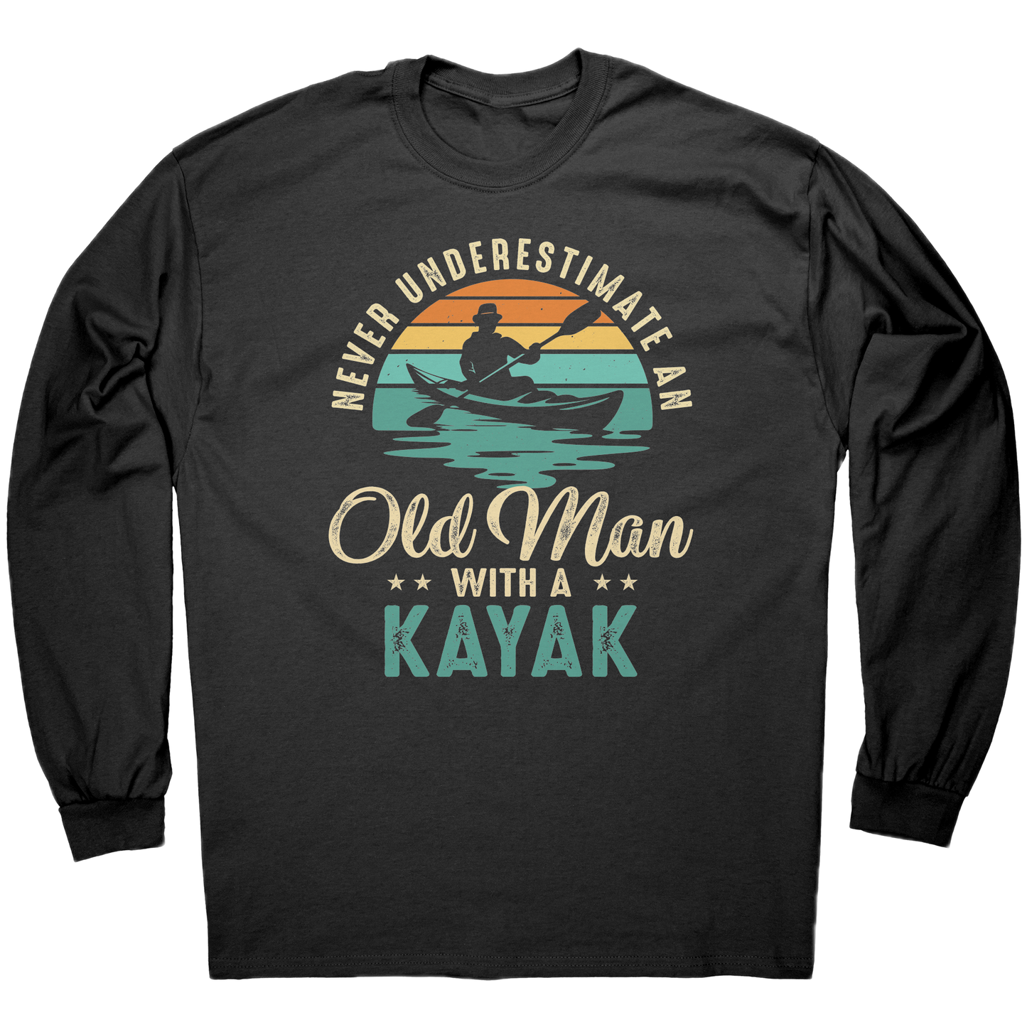 Never Underestimate An Old Man With A Kayak - Vintage Retro Kayak T-Shirt