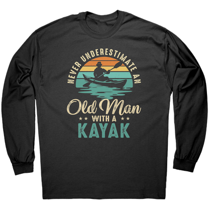 Never Underestimate An Old Man With A Kayak - Vintage Retro Kayak T-Shirt