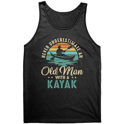 Never Underestimate An Old Man With A Kayak - Vintage Retro Kayak Tank Top