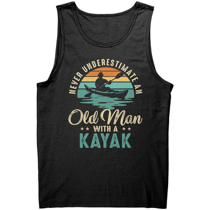 Never Underestimate An Old Man With A Kayak - Vintage Retro Kayak Tank Top