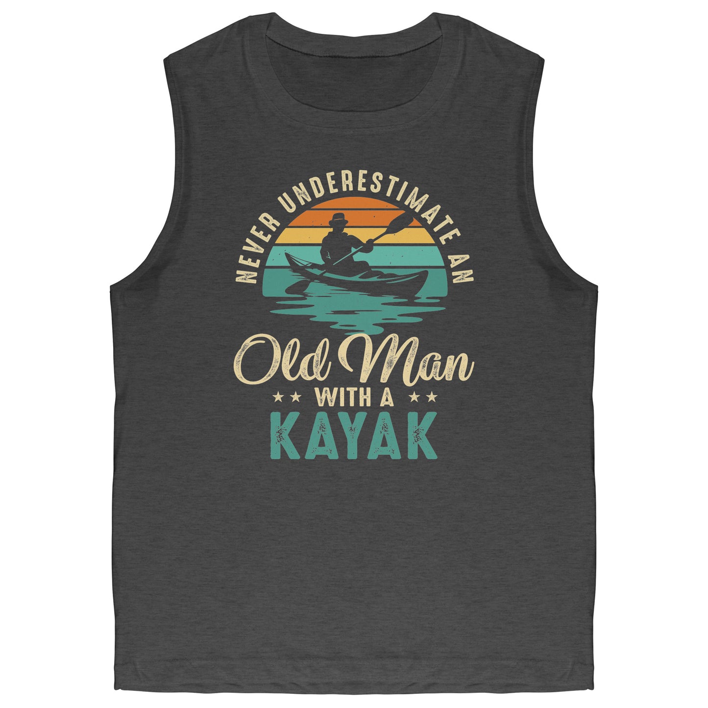 Never Underestimate An Old Man With A Kayak - Vintage Retro Kayak Tank Top