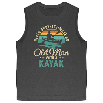 Never Underestimate An Old Man With A Kayak - Vintage Retro Kayak Tank Top