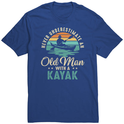 Never Underestimate An Old Man With A Kayak - Vintage Retro Kayak T-Shirt