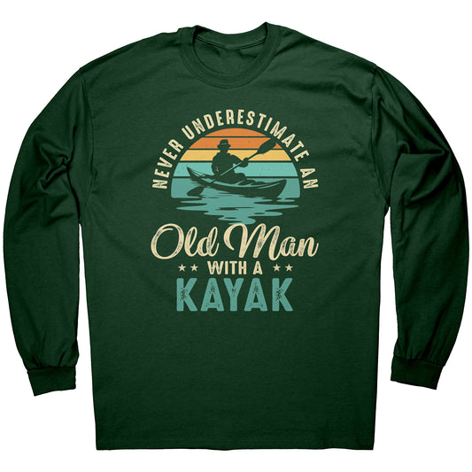 Never Underestimate An Old Man With A Kayak - Vintage Retro Kayak T-Shirt