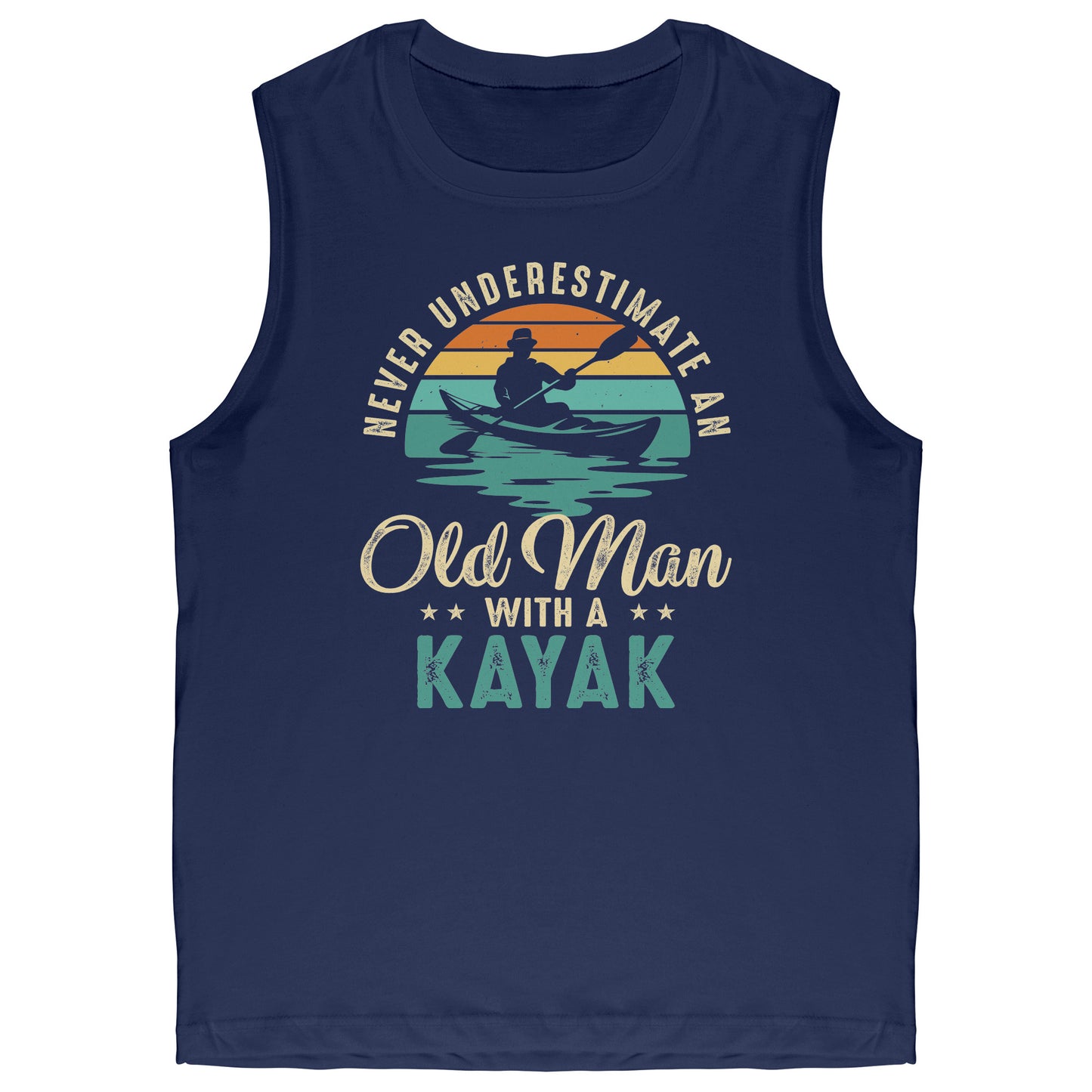 Never Underestimate An Old Man With A Kayak - Vintage Retro Kayak Tank Top