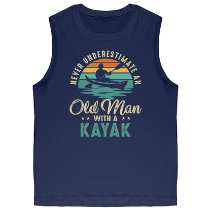 Never Underestimate An Old Man With A Kayak - Vintage Retro Kayak Tank Top