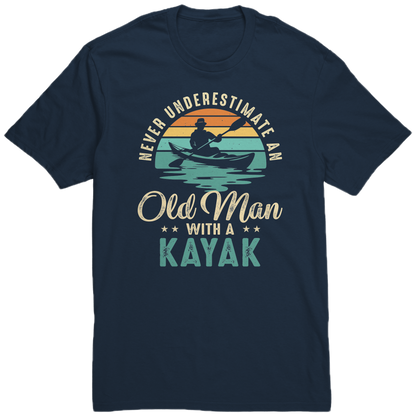 Never Underestimate An Old Man With A Kayak - Vintage Retro Kayak T-Shirt