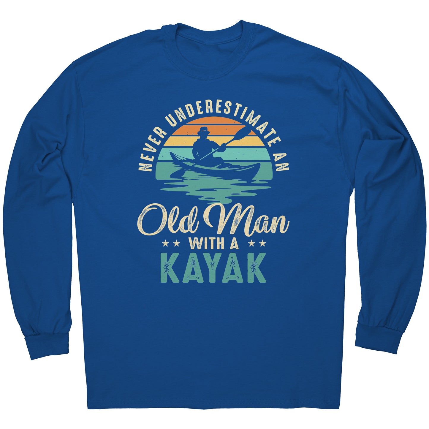 Never Underestimate An Old Man With A Kayak - Vintage Retro Kayak T-Shirt