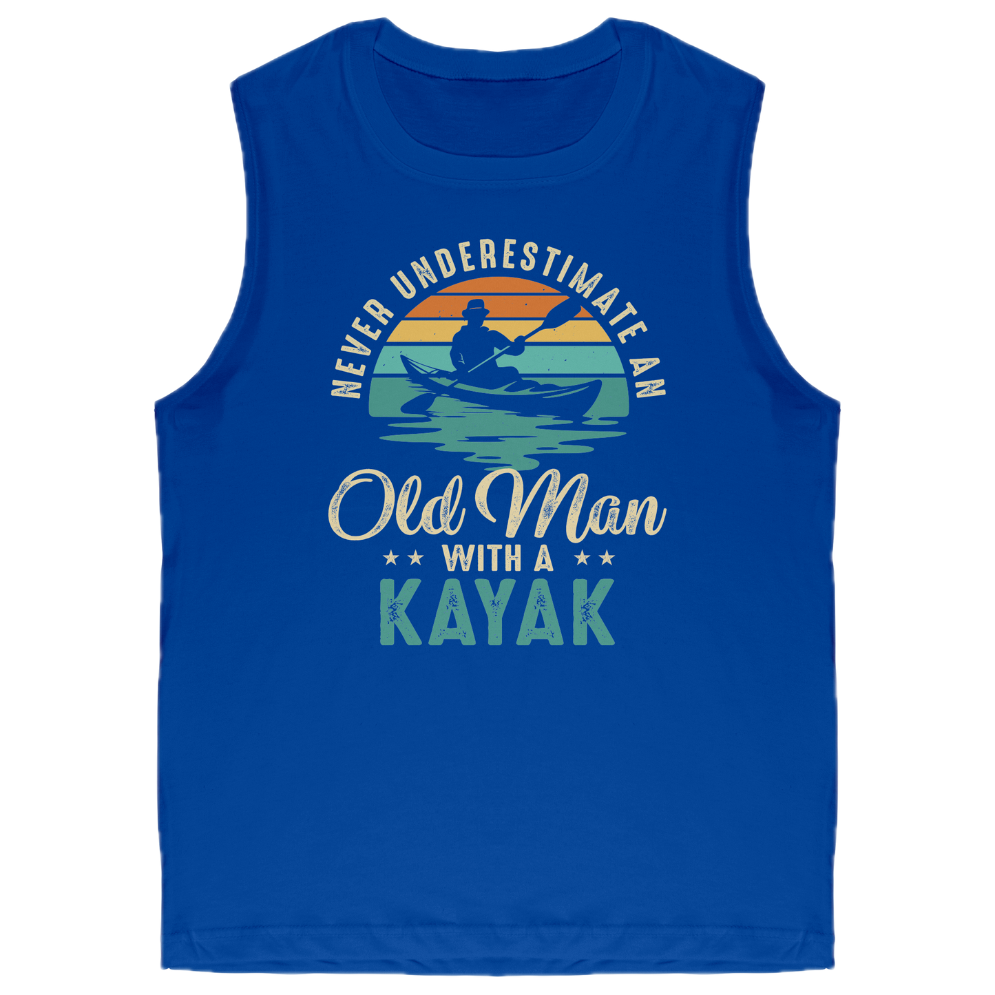 Never Underestimate An Old Man With A Kayak - Vintage Retro Kayak Tank Top