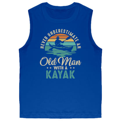 Never Underestimate An Old Man With A Kayak - Vintage Retro Kayak Tank Top