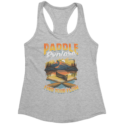 Paddle Explore Find Your Flow - Canoeing Paddling Sunset Mountain Graphics Tank Top