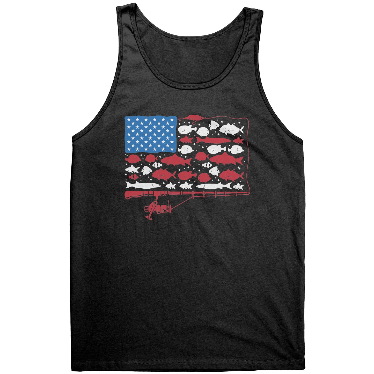 Patriotic American Fishing Tackle Fish Flag Tank Top