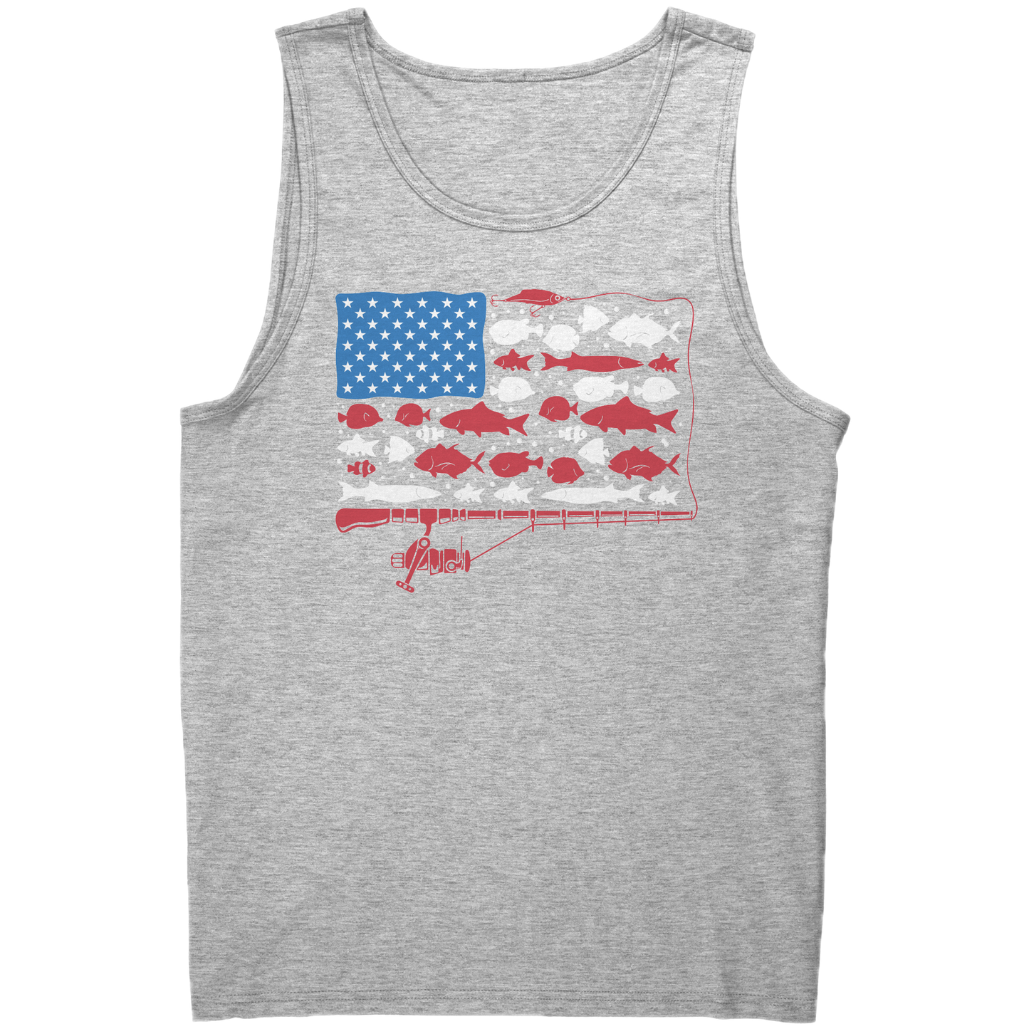 Patriotic American Fishing Tackle Fish Flag Tank Top