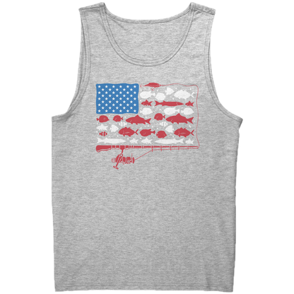 Patriotic American Fishing Tackle Fish Flag Tank Top