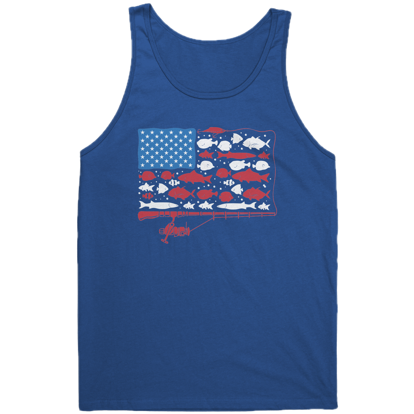 Patriotic American Fishing Tackle Fish Flag Tank Top