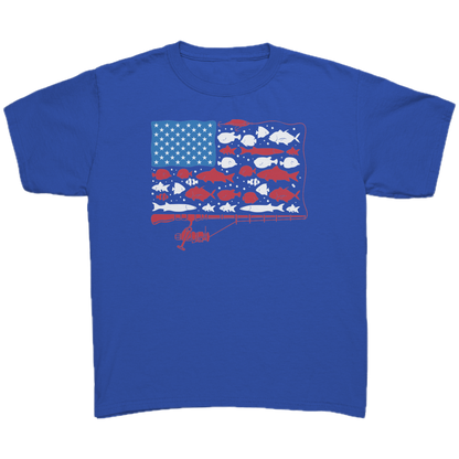 Patriotic American Fishing Tackle Fish Flag T-Shirt