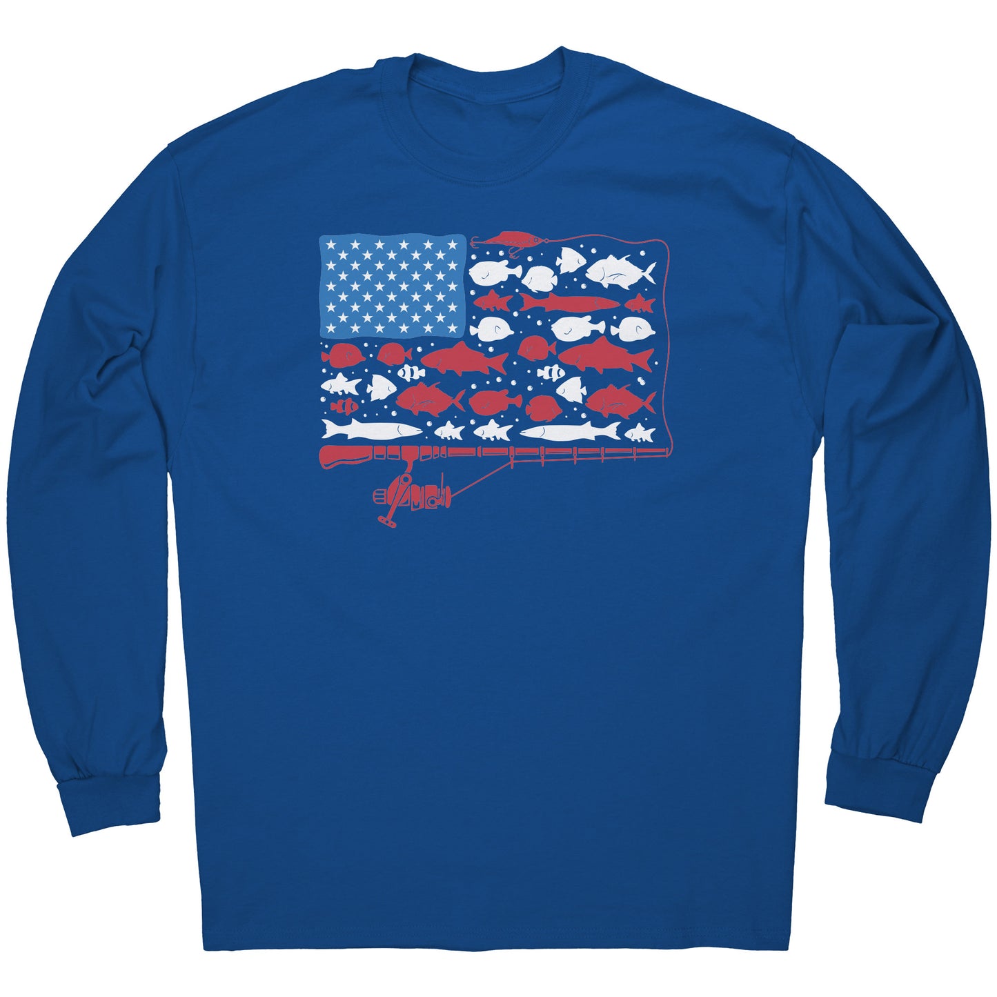 Patriotic American Fishing Tackle Fish Flag T-Shirt