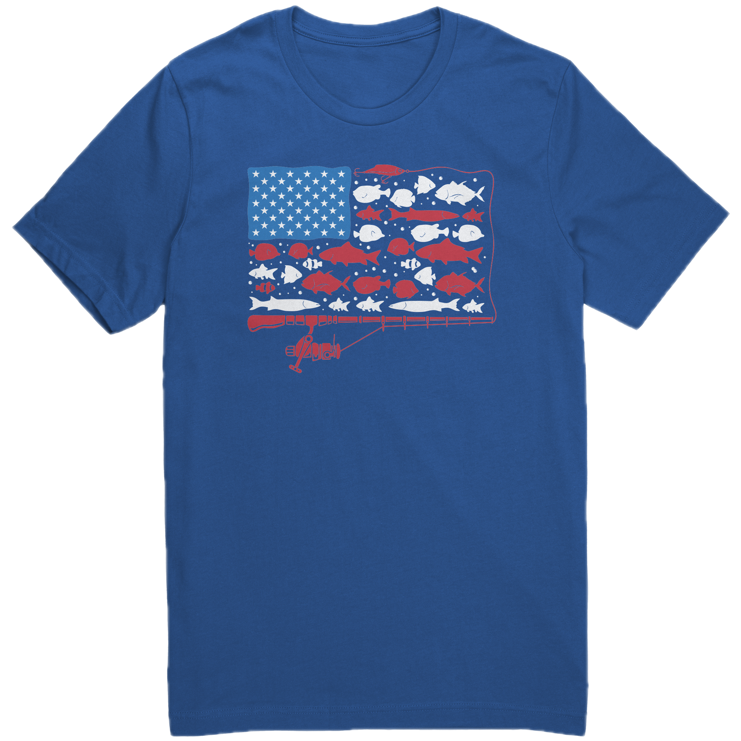 Patriotic American Fishing Tackle Fish Flag T-Shirt