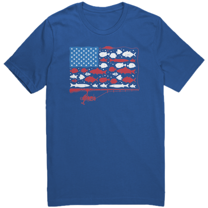 Patriotic American Fishing Tackle Fish Flag T-Shirt