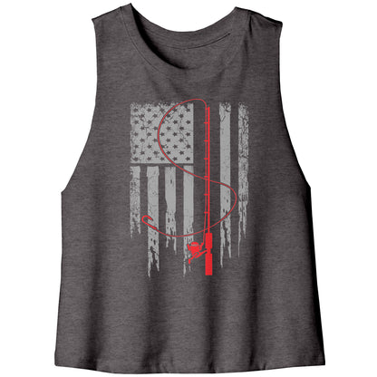 Patriotic Fishing Flag July 4th Tank Top