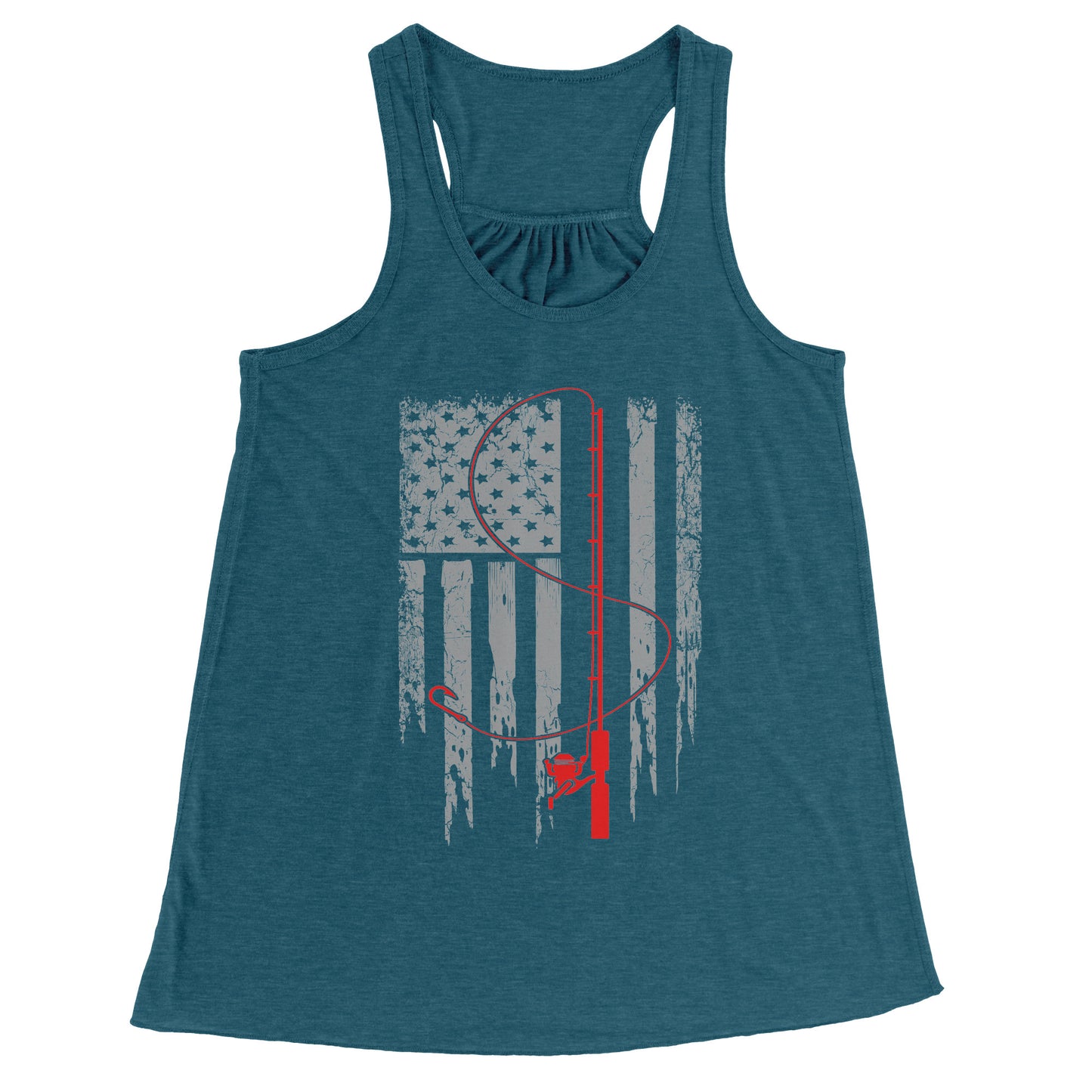 Patriotic Fishing Flag July 4th Tank Top